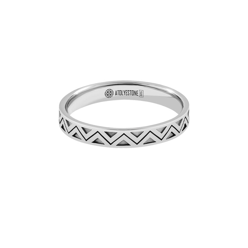Men's 925 Sterling Silver 3.20mm Zigzag Wedding Band