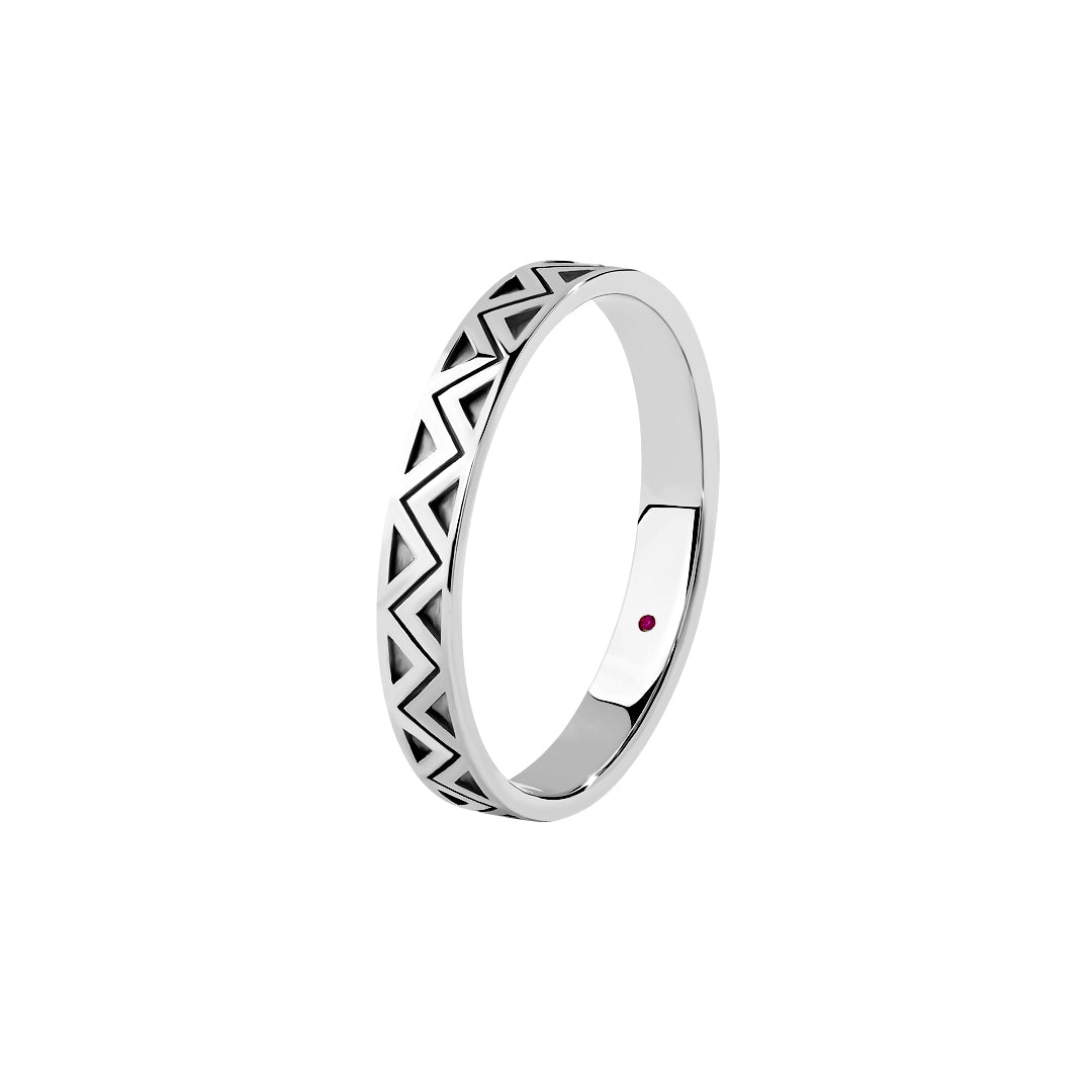 Men's 925 Sterling Silver Zigzag Design Band Ring - Atolyestone