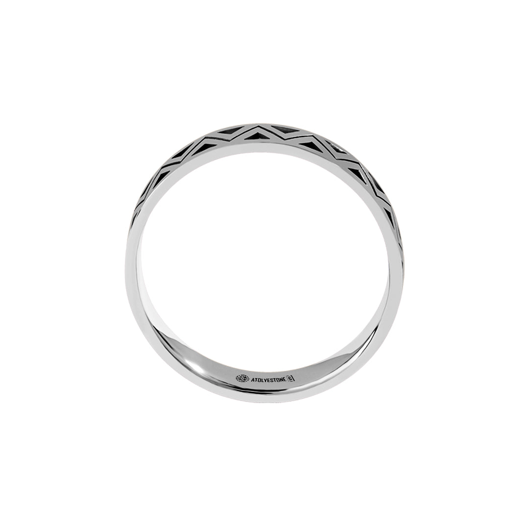 Men's 925 Sterling Silver Zigzag Design Band Ring - Atolyestone