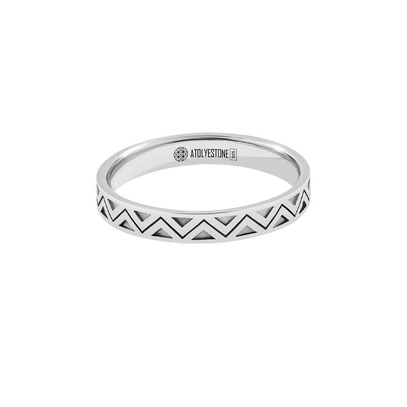 Men's 925 Sterling Silver 3.20mm Zigzag Wedding Band