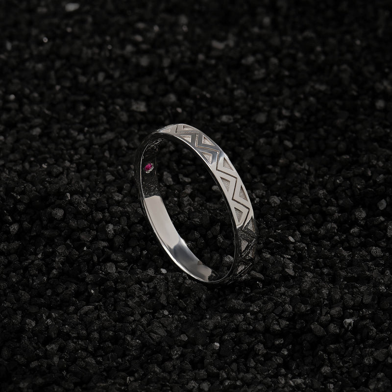 Men's Solid Silver Zigzag Design Band Ring