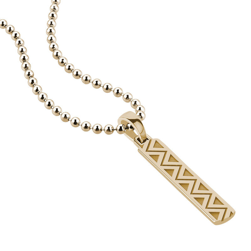 Men's Zigzag Tag Necklace in Solid Gold