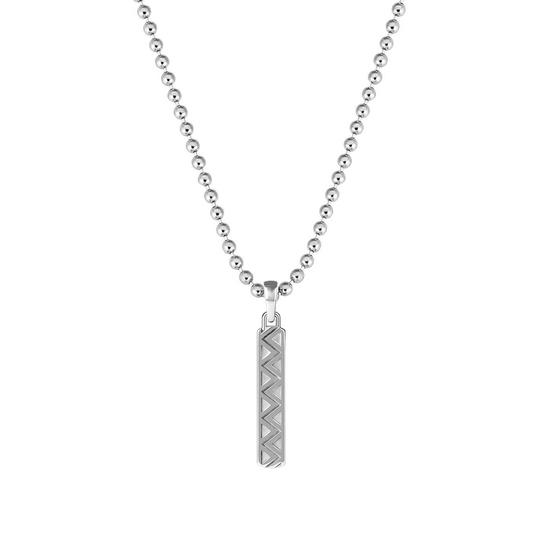 Men's Zigzag Tag Pendant in Solid White Gold