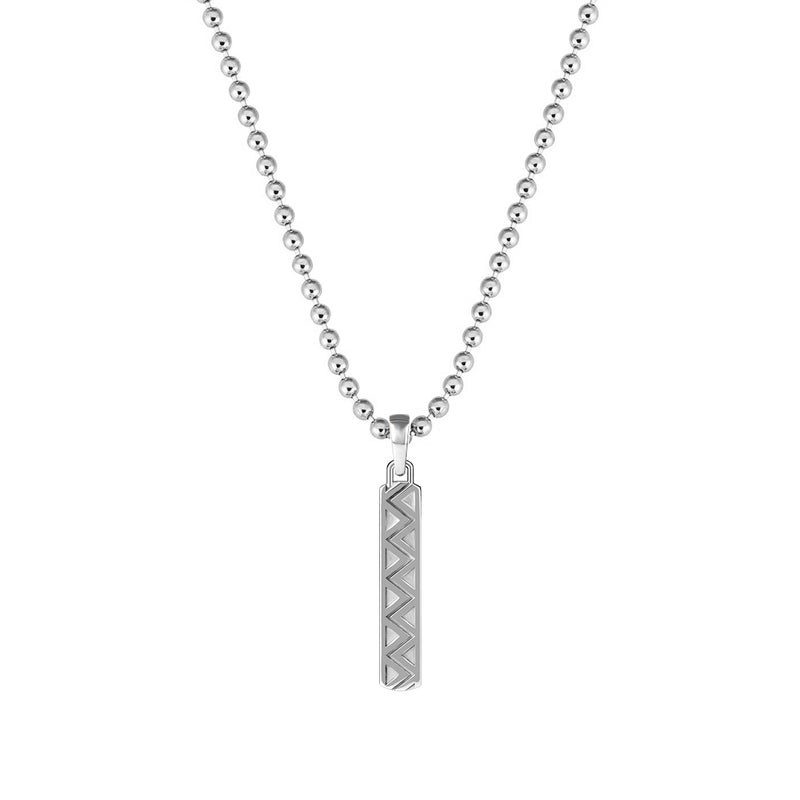 Men's Zigzag Tag Pendant in Solid White Gold