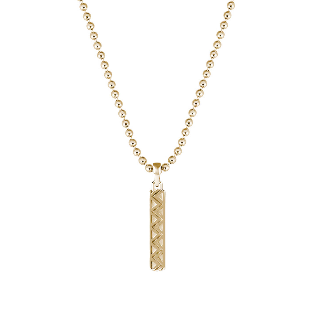 Men's Zigzag Tag Pendant in Solid Yellow Gold