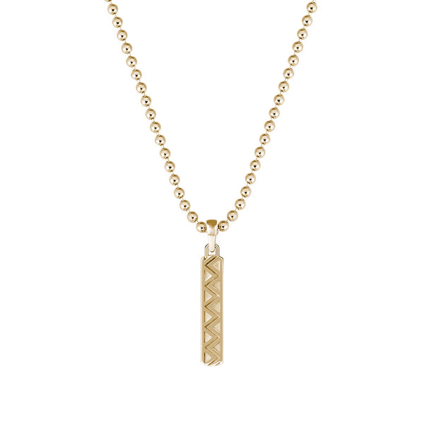 Men's Zigzag Tag Pendant in Solid Yellow Gold