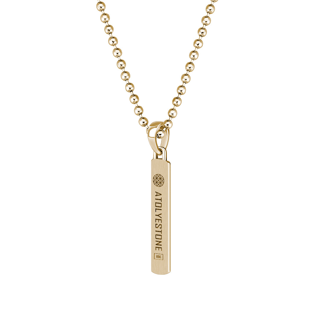 Men's Zigzag Tag Pendant  Necklace in Real Gold