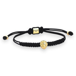 Leo Macrame Bracelet - Black - Yellow Gold
