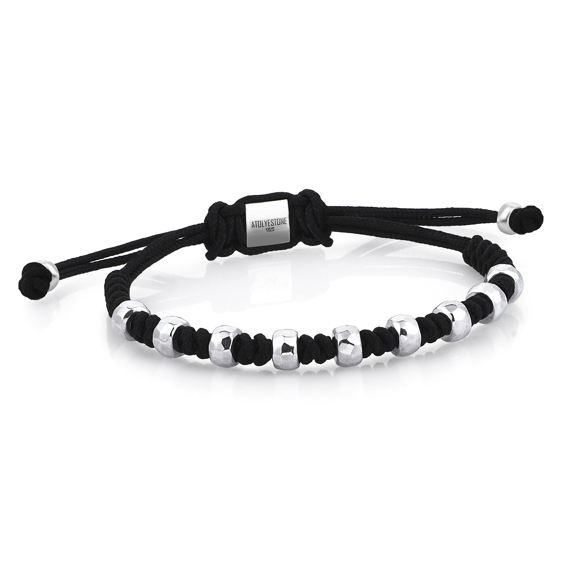 Premium Faceted Macrame Bracelets - Black - White Gold