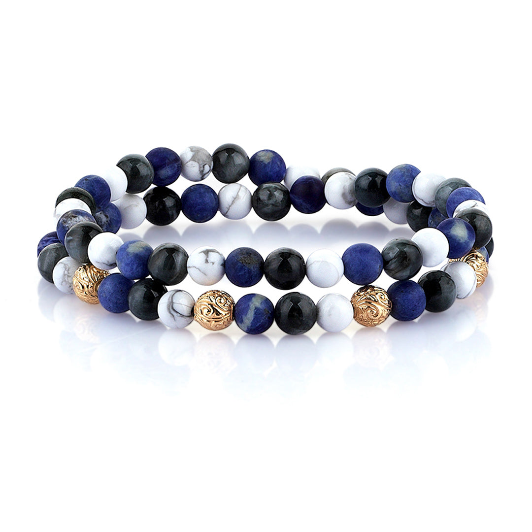 Mens Chelsea Double Beaded Bracelet