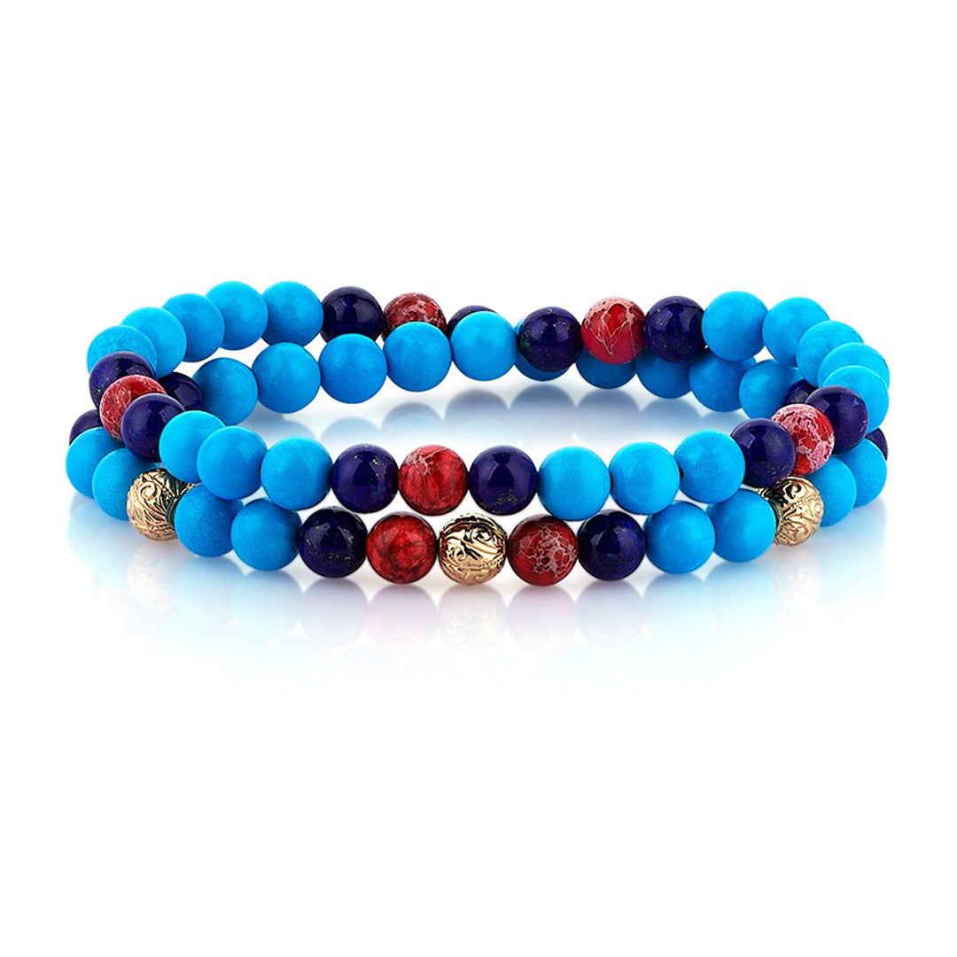 Mens Soho Double Beaded Bracelet