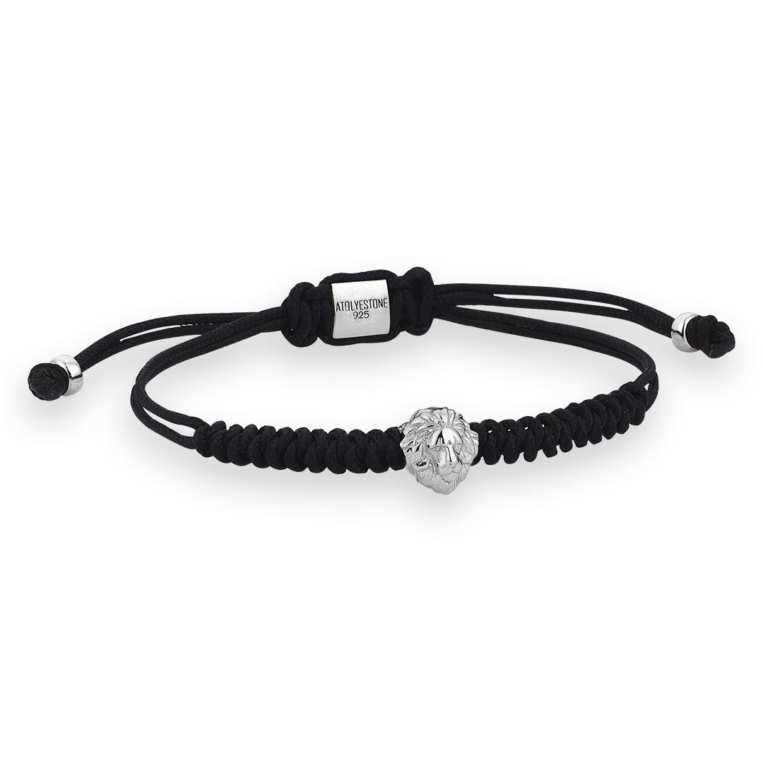 Leo Macrame Bracelet - Black - Silver