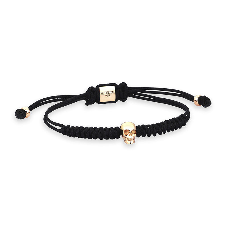 Men's Macrame Bracelet with Silver Skull Charm - Atolyestone