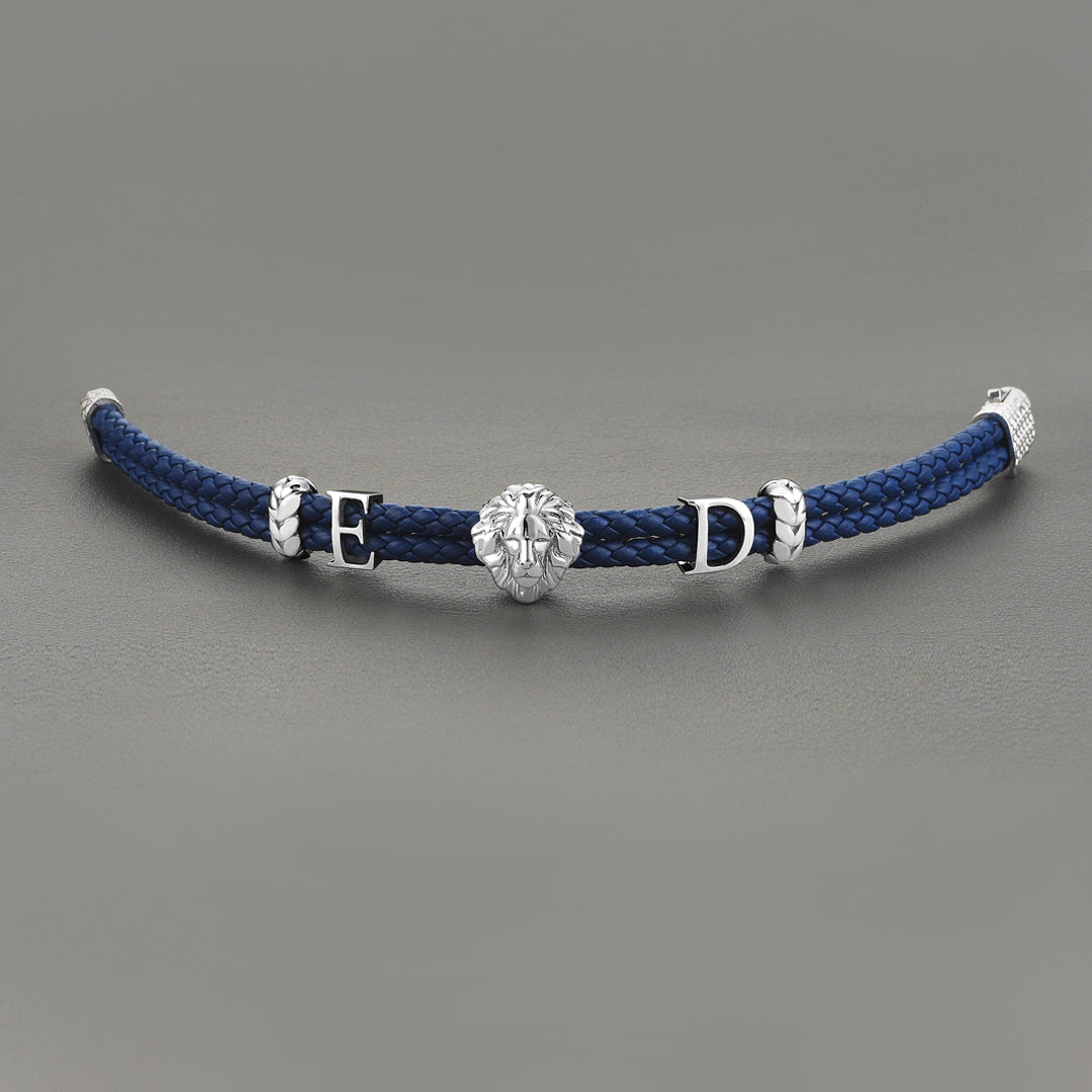 Women’s Statements Leo Leather Bracelet - Blue Leather - Solid Silver