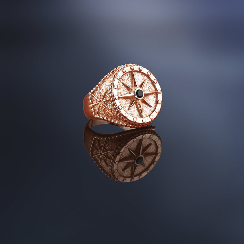 Compass Ring - Rose Gold - Pave Black Diamond