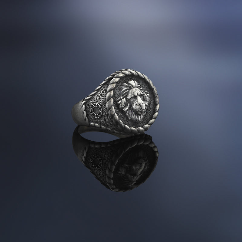 Imperial Leo Ring - Aged Silver for Men