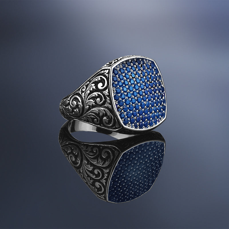 Classic Cushion Pave Ring - Pave Sapphire