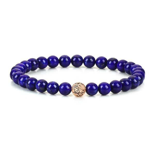 Women's Classic Beaded Bracelet - Rose Gold - Lapis Lazuli