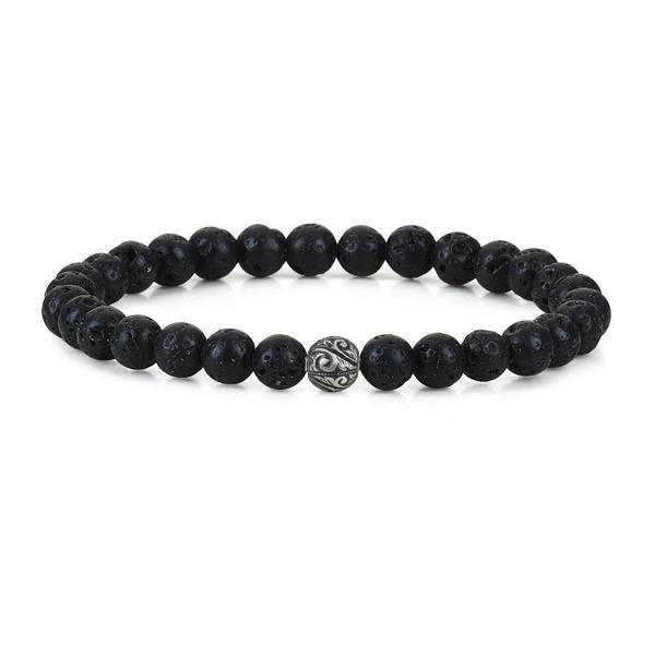 Women's Classic Beaded Bracelet - Solid Silver - Lavastone