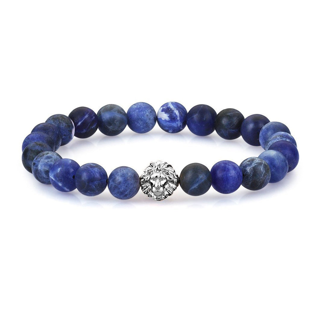 Mens Leo Zenith Beaded Bracelets - Silver - Sodalite