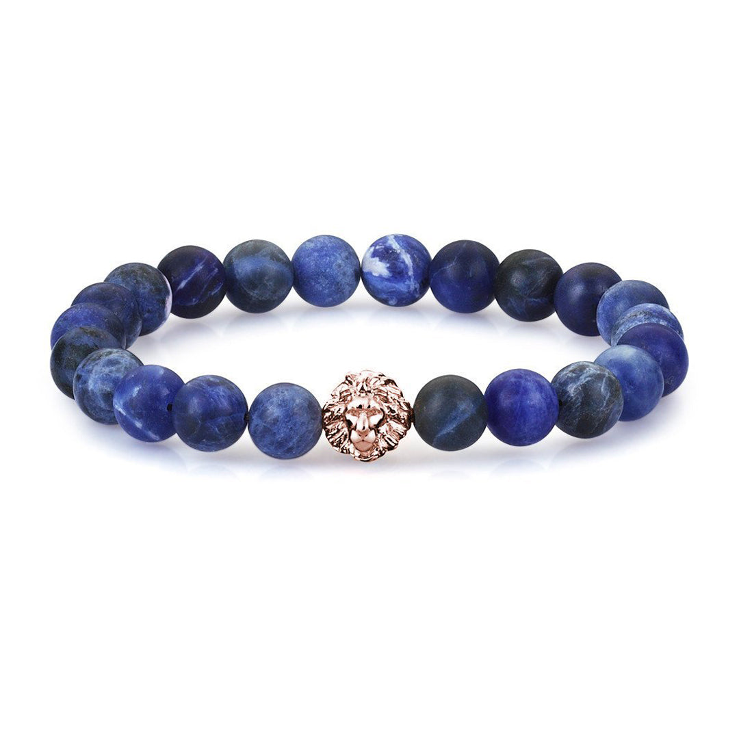 Mens Leo Zenith Beaded Bracelets - Rose Gold - Sodalite