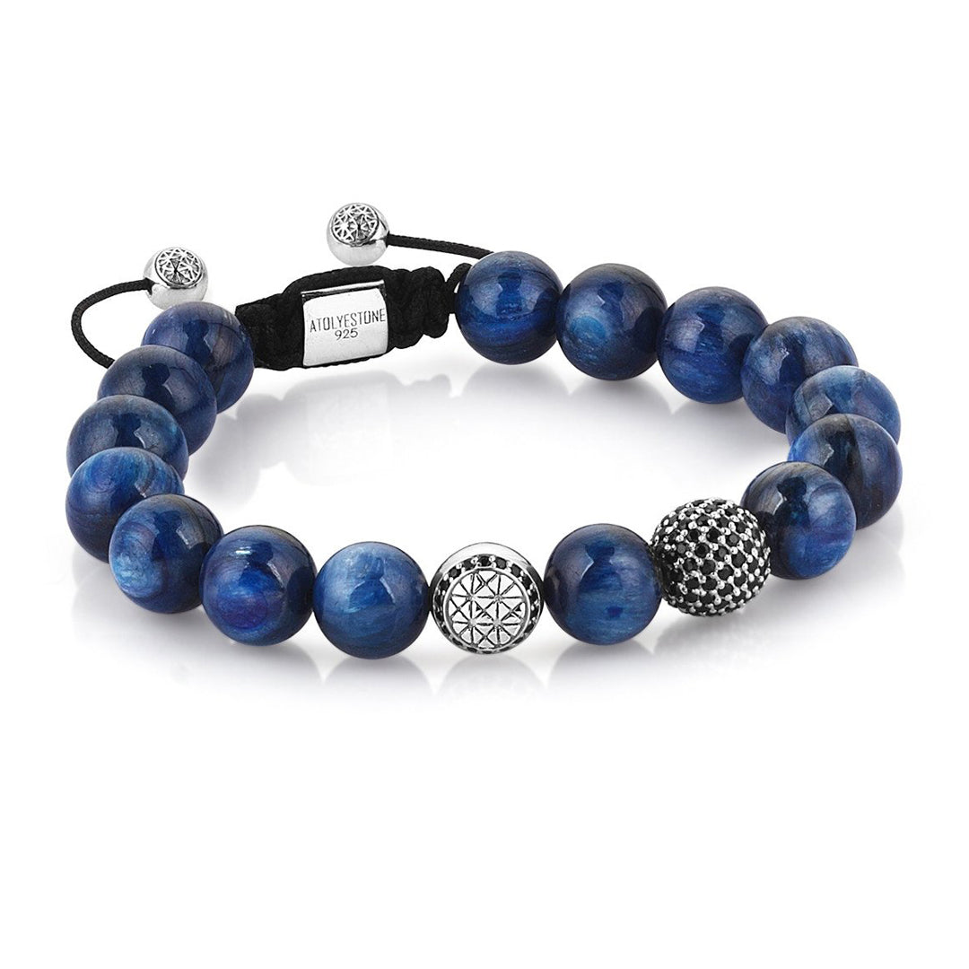 MENS EXCLUSIVE SIGNATURE BEADED MACRAME BRACELET - SILVER