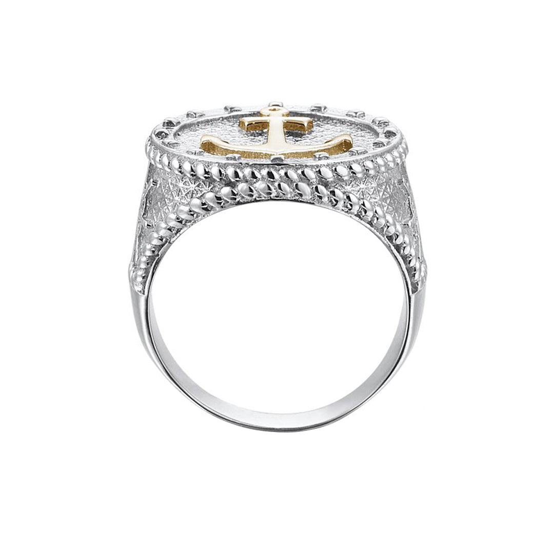 Mens Sailor's Anchor Ring With Solid Gold by Atolyestone