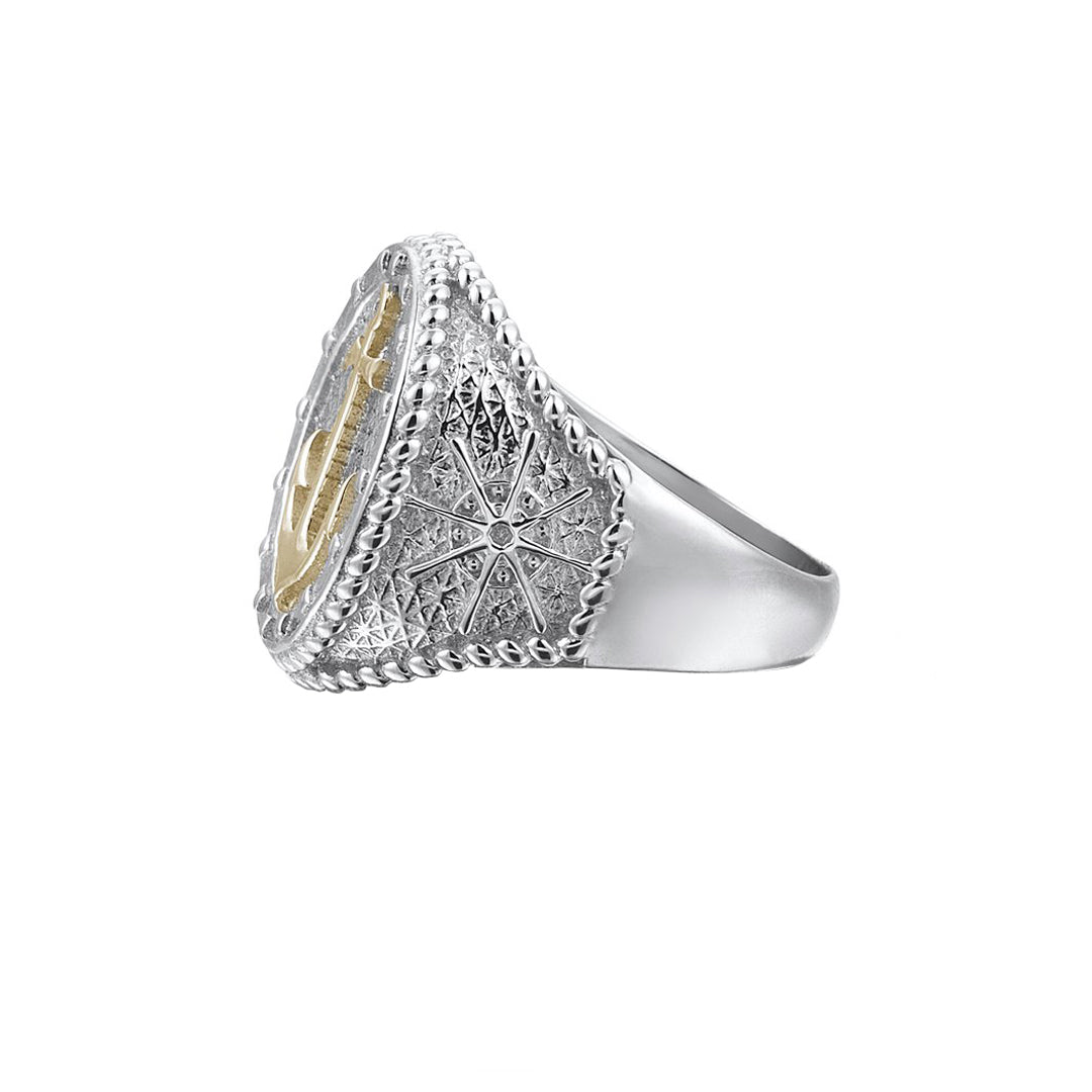 Mens Anchor Ring - Yellow Gold