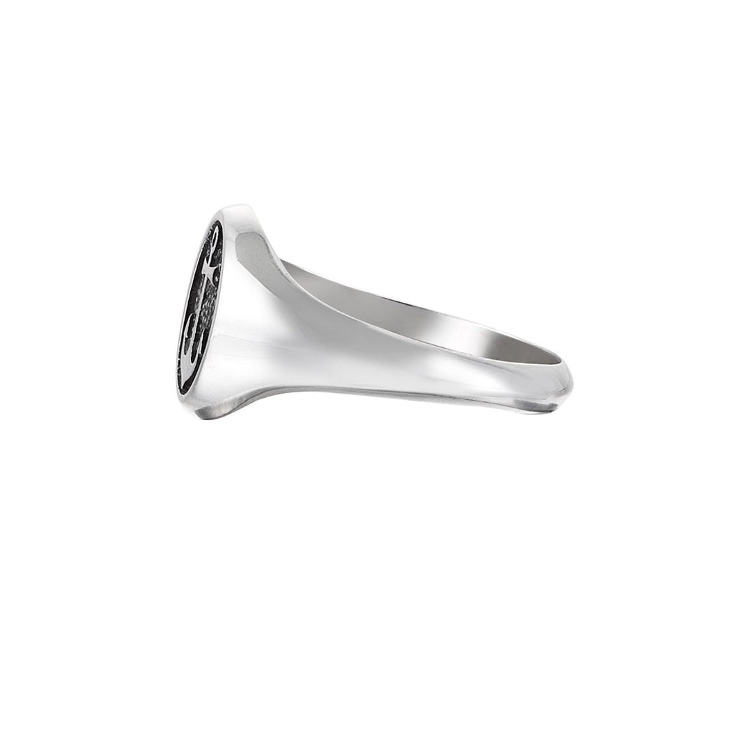 Mens Anchor Ring - White Gold