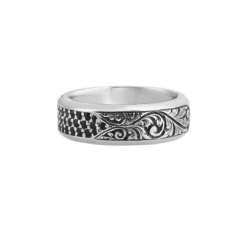Classic Pave Band Ring - Solid Gold - White Gold