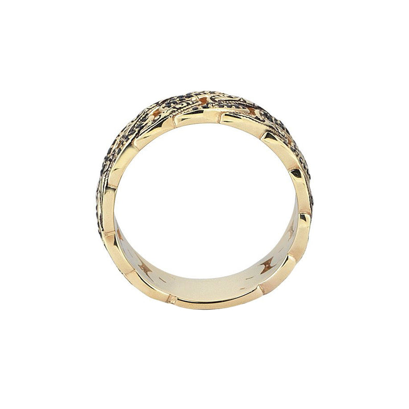 Classic Pave Chain Ring - Yellow Gold - Pave Cubic Zirconia