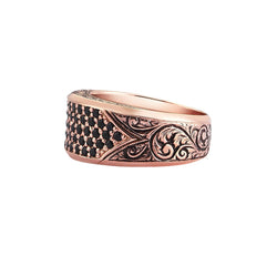 Classic Pave Signet Ring - Rose Gold - Pave Black Diamond