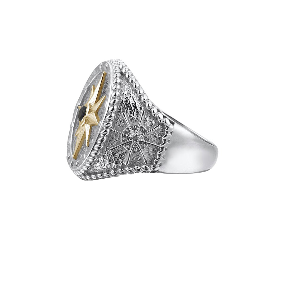 Compass Ring With Solid Gold by Atolyestone