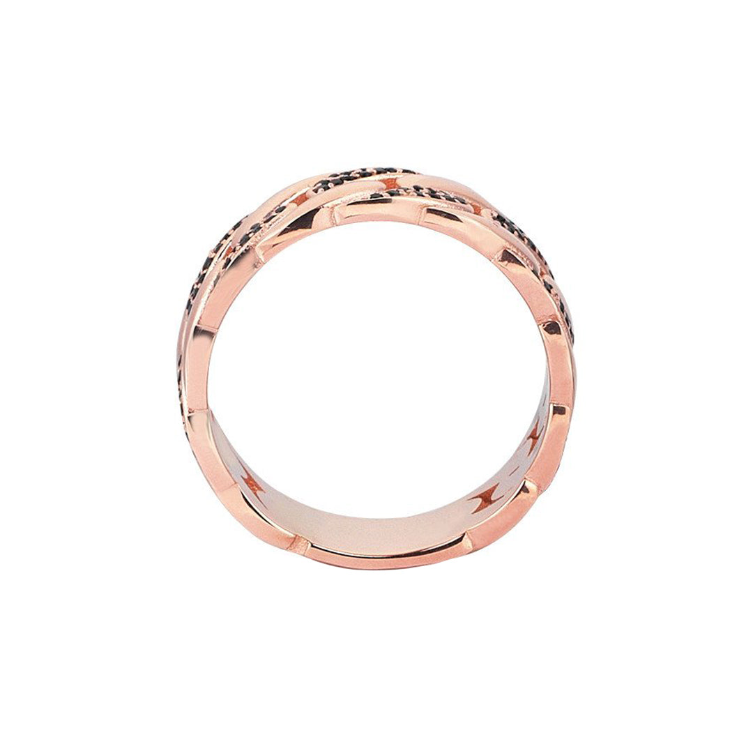 Mens Pave Chain Ring - Solid Gold