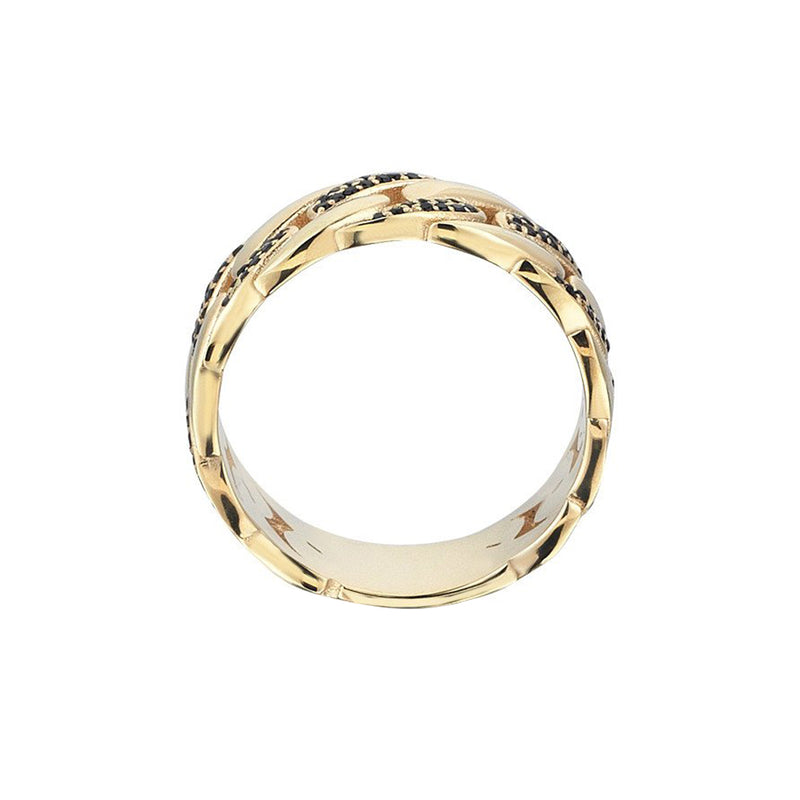 Pave Chain Ring - Solid Gold