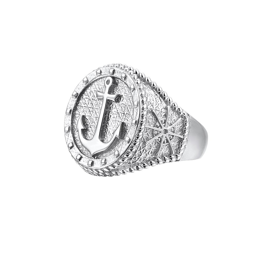 Sailor's Anchor Ring - White Gold