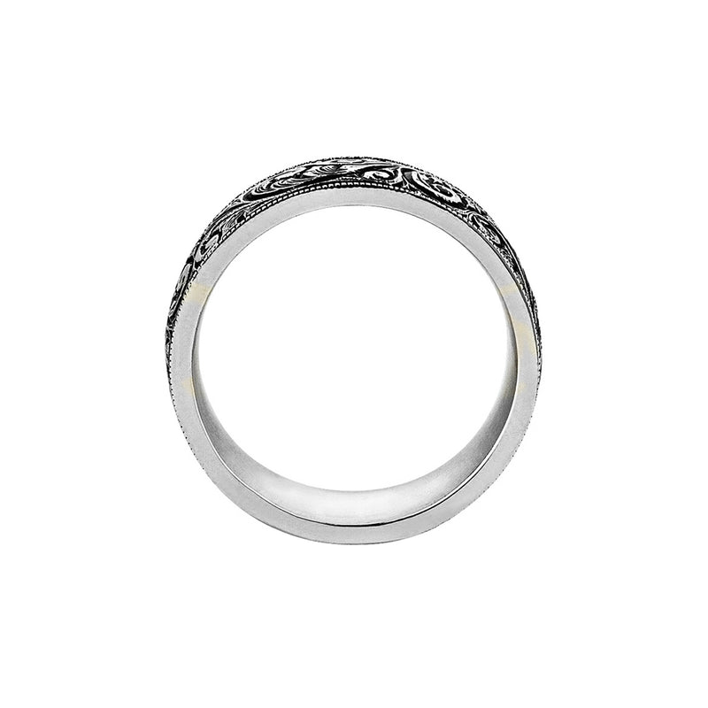 Mens Classic Band Ring - White Gold