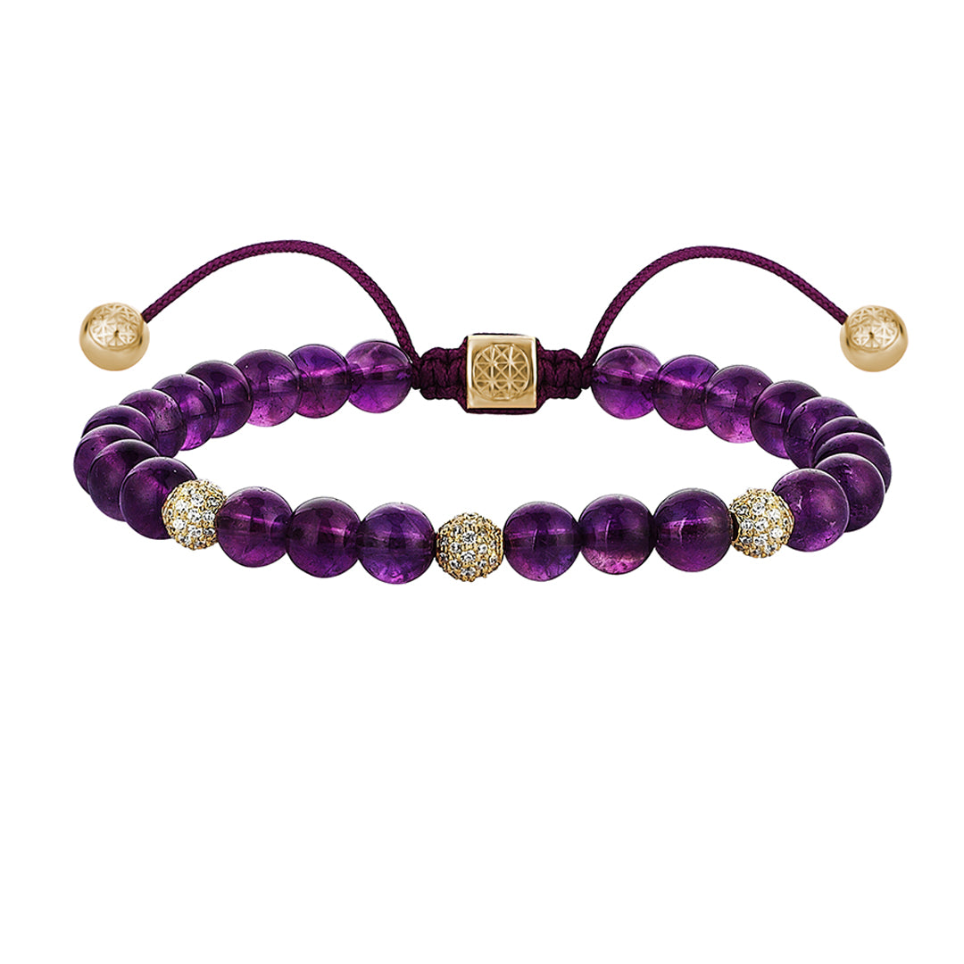 Amethyst Beaded Macrame Bracelet for Women