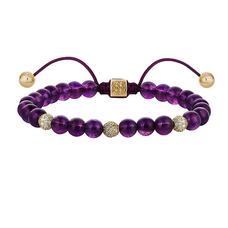 TeresaCollections - Amethyst And Purple Carnelian Beaded Multi Strands  Stretch Women's Bracelets