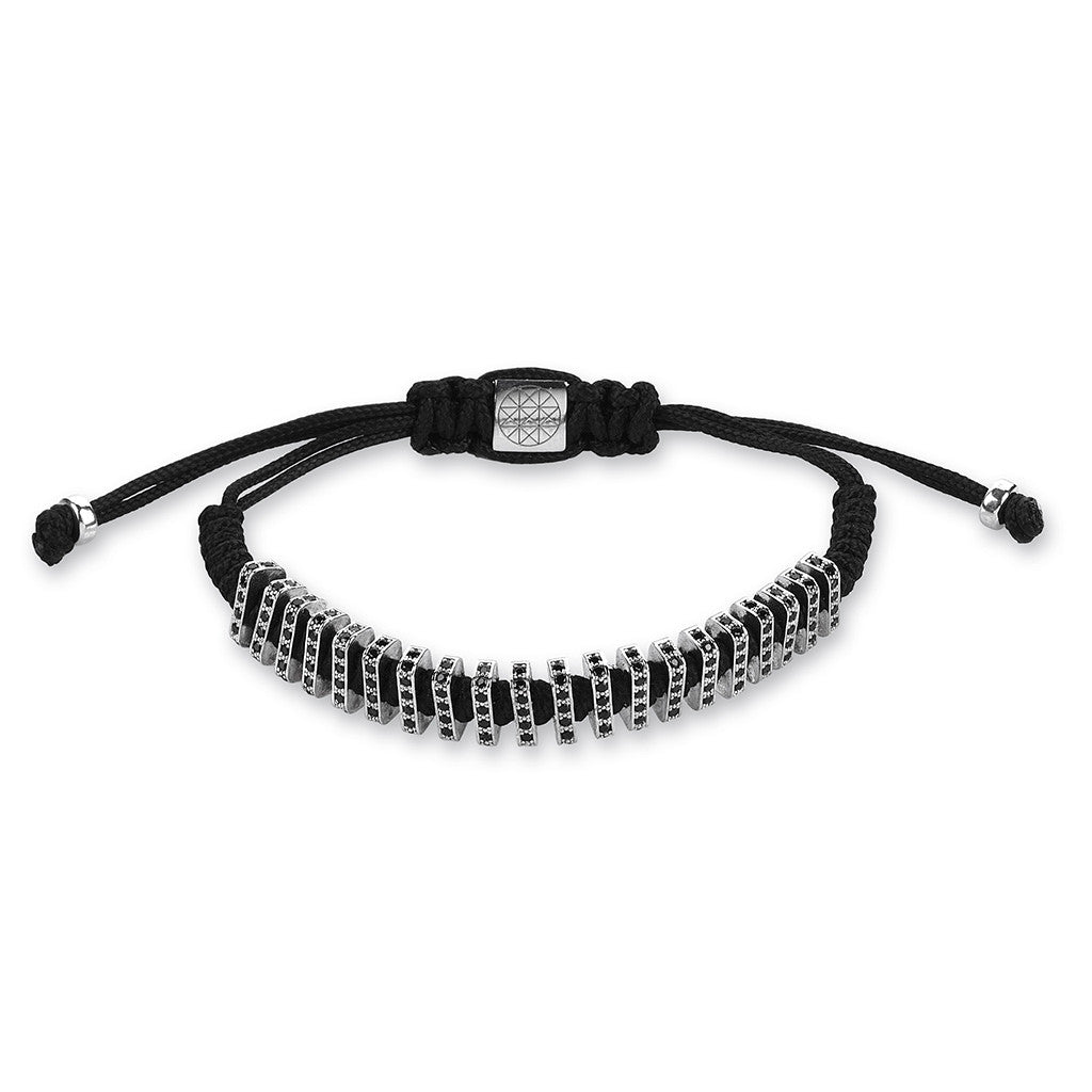 Men's Macrame Bracelet with Flat CZ Paved Stoppers - Atolyestone