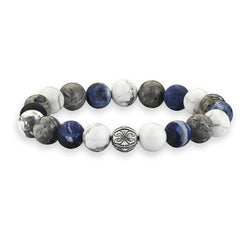 Men's Multi Stone Beaded Bracelet with Silver Ball - Atolyestone