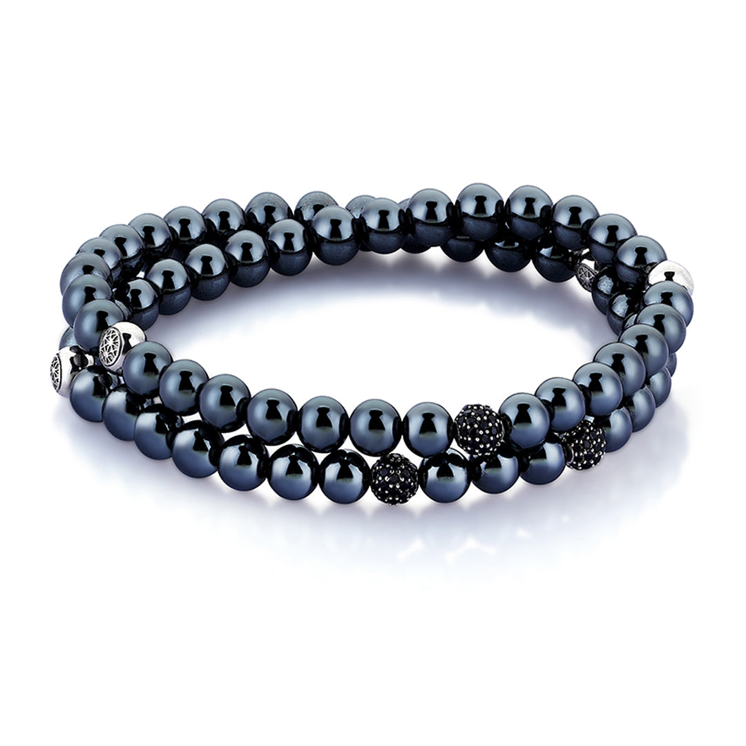 Hematite Double Beaded Bracelet - Silver