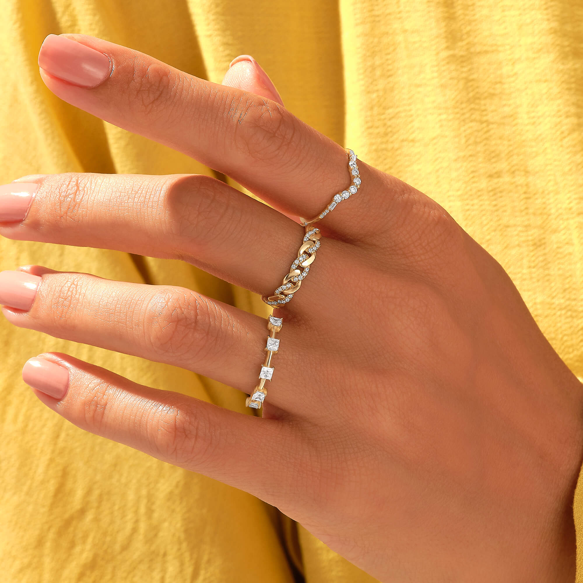 5 Stone Princess Cut 0.50 ctw VVS Diamond Ring in Solid Gold