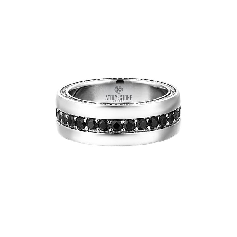 Pave Band Ring - Solid Silver - Black Diamond