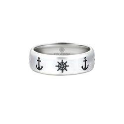 Anchor Band Ring - Solid Silver