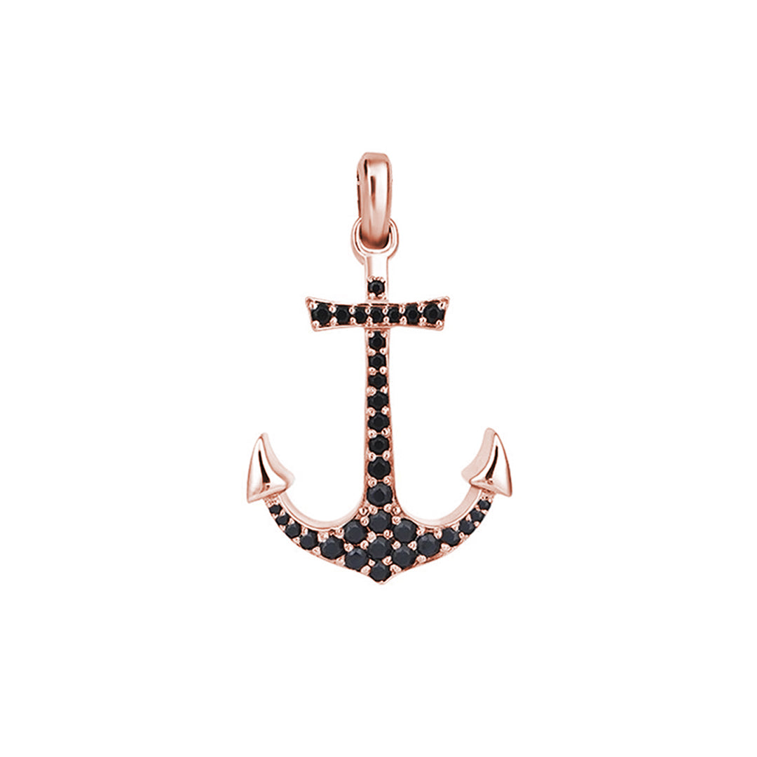 Anchor Necklace - Rose Gold - Pave Cubic Zirconia