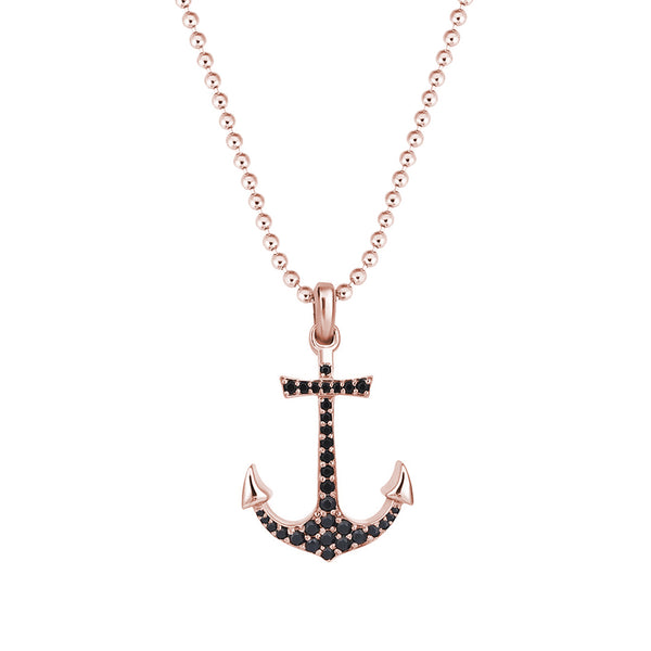Anchor Necklace - Rose Gold - Pave Cubic Zirconia