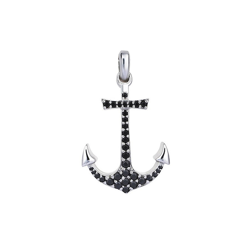 Anchor Necklace - White Gold - Pave Cubic Zirconia