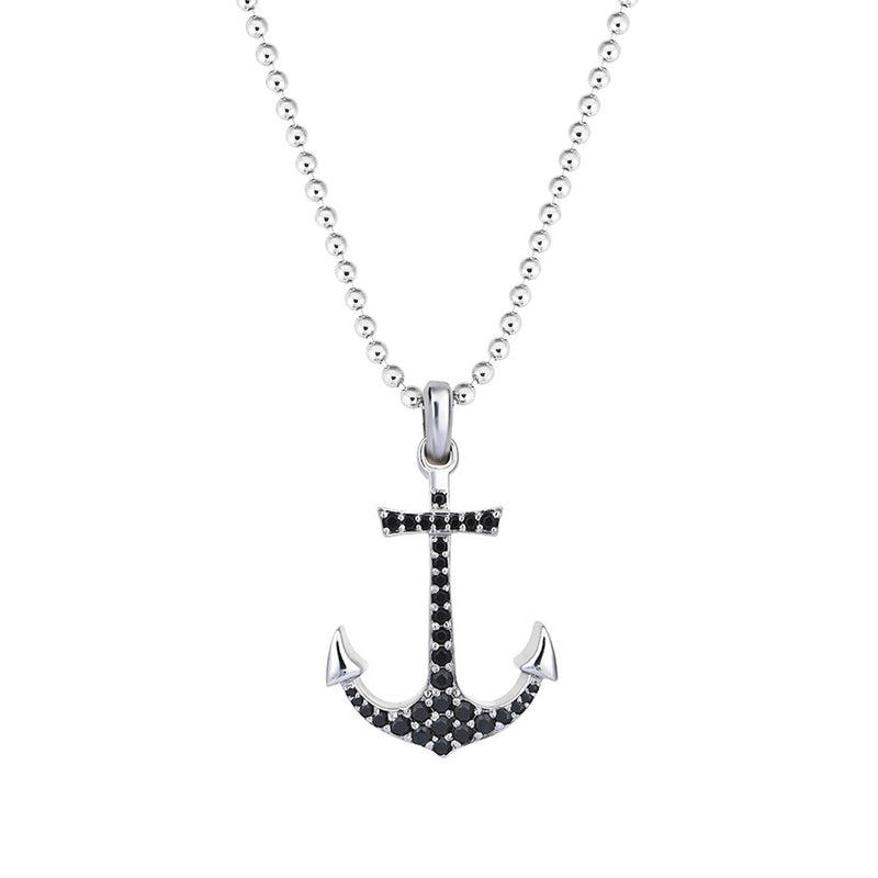 Anchor Necklace - Solid White Gold
