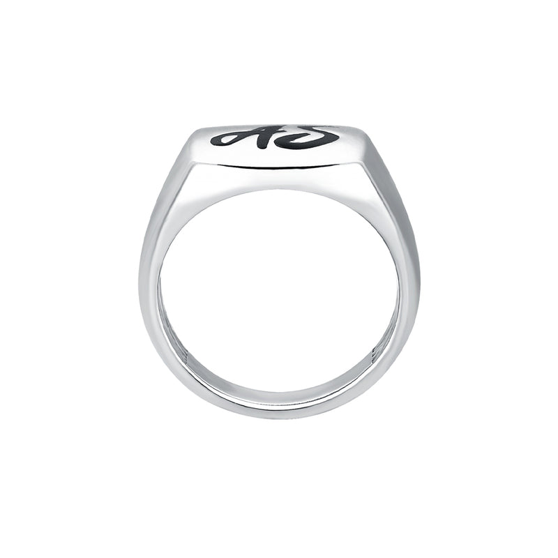 Men's Cushion Personalized Ring with Initials in 925 Sterling Silver